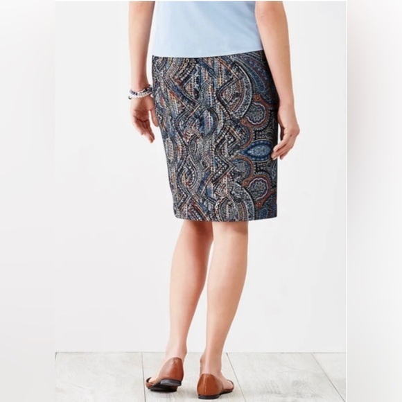 J. Jill Mod Paisley Jacobean Print Ponte Pencil Skirt Size Medium - Picture 7 of 7